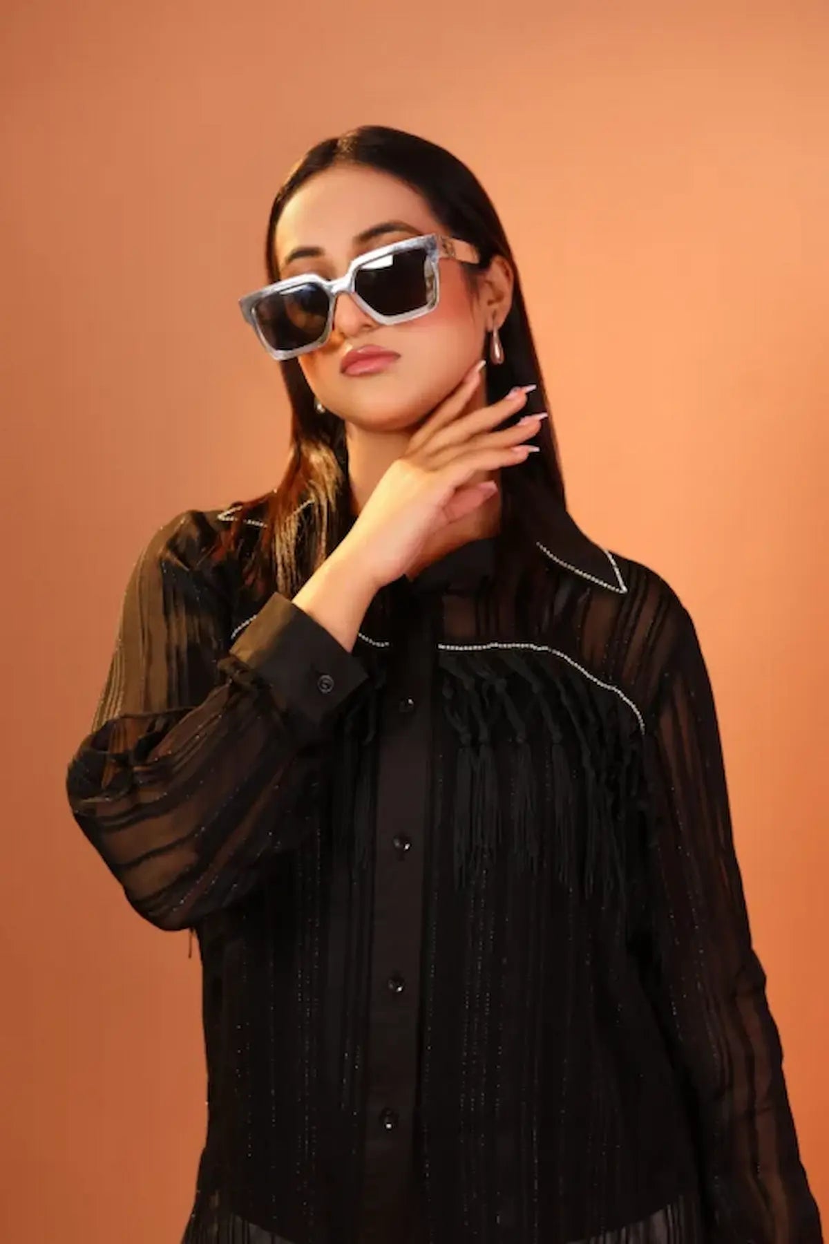 The Noir Lace Shimmer Top